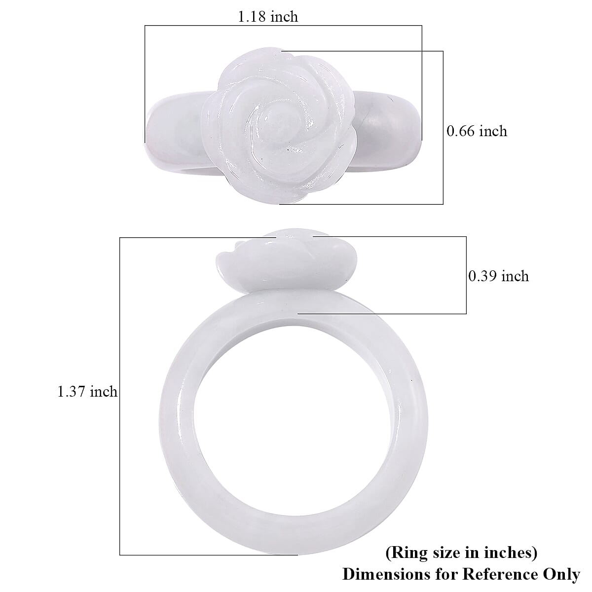 Natural Jade Carved Rose Flower 39.00 ctw Ring (Size 5.0) image number 4