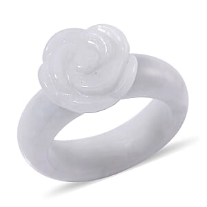 Natural Jade Carved Rose Flower 39.00 ctw Ring (Size 5.0)