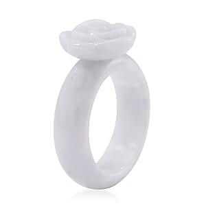 Natural Jade Carved Rose Flower 39.00 ctw Ring (Size 5.0)