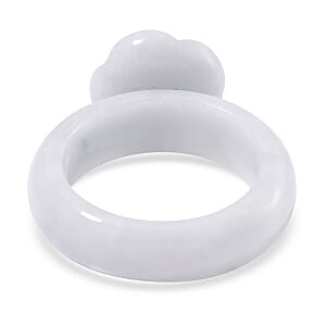 Natural Jade Carved Rose Flower 39.00 ctw Ring (Size 5.0)