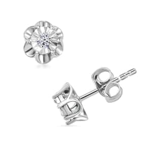 Luxuriant Lab Grown Diamond SI 0.10 ctw Stud Earrings in Rhodium Over Sterling Silver