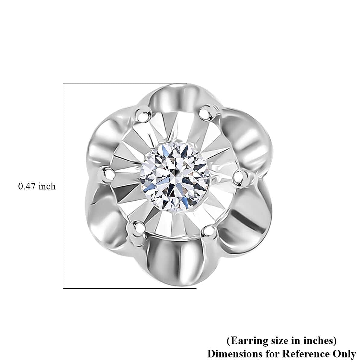 Luxuriant Lab Grown Diamond SI 0.10 ctw Stud Earrings in Rhodium Over Sterling Silver