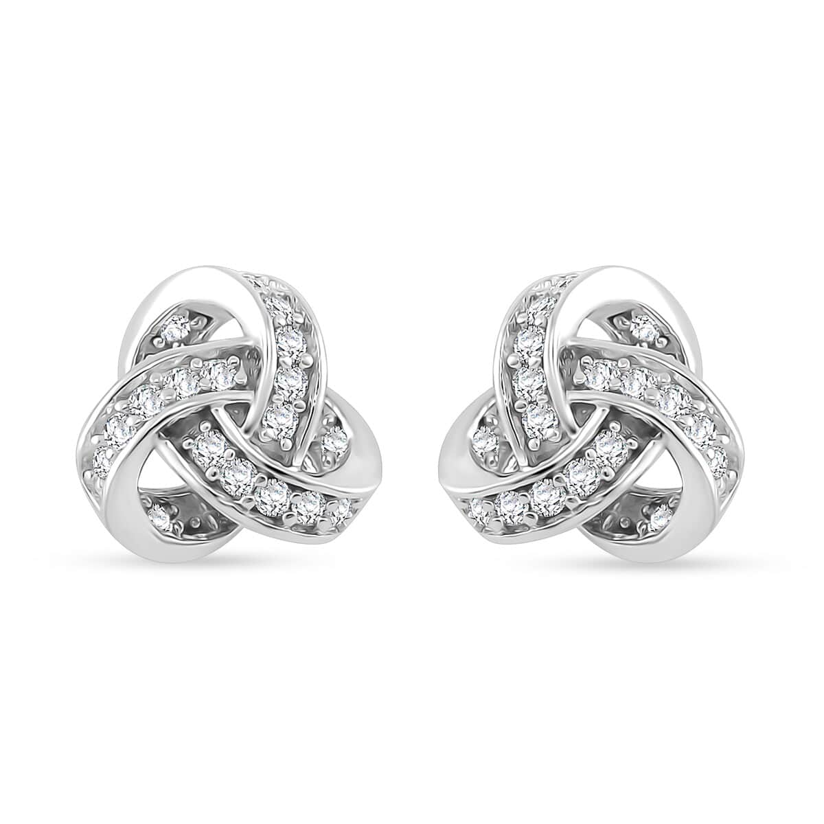 Moissanite 0.35 ctw Knot Stud Earrings in Rhodium Over Sterling Silver image number 0