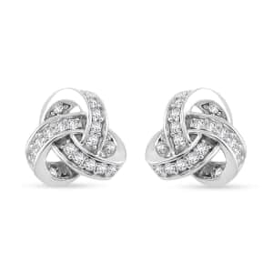 Moissanite 0.35 ctw Knot Stud Earrings in Rhodium Over Sterling Silver