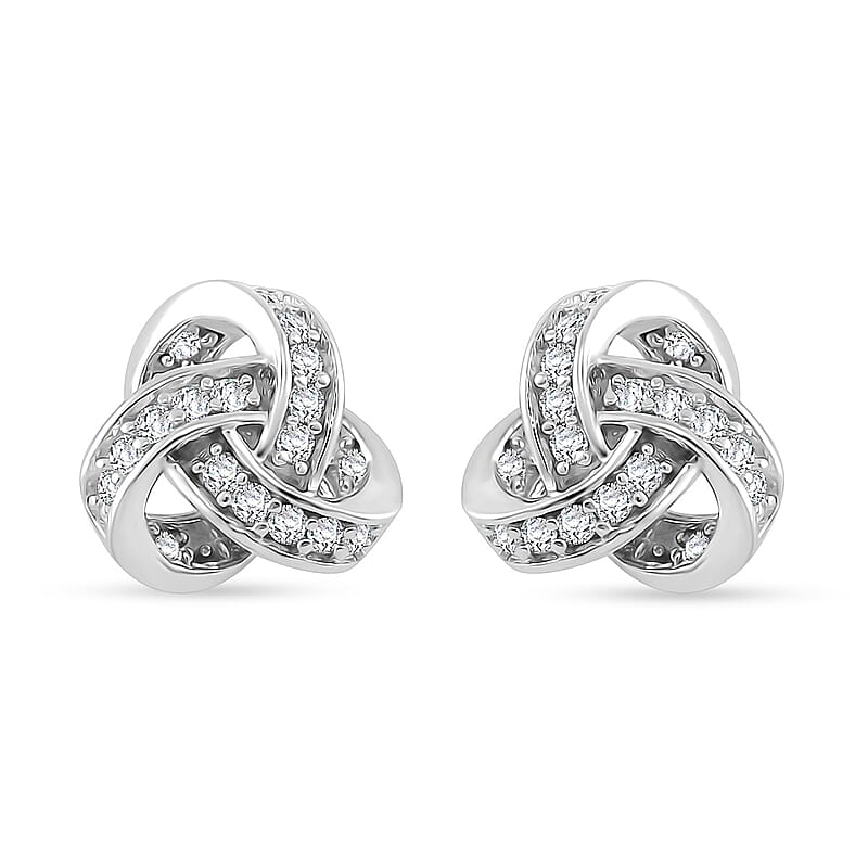 D'Joy Moissanite 0.35 ctw Knot Stud Earrings in Rhodium Over Sterling Silver
