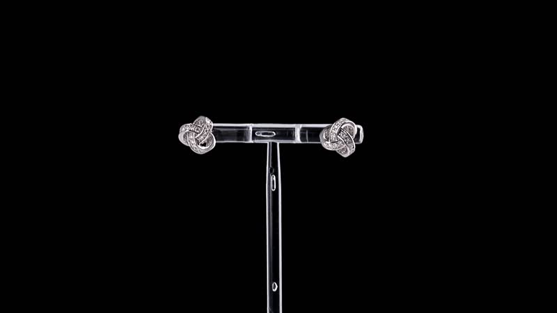 Moissanite Knot Stud Earrings in Rhodium Over Sterling Silver 0.35 ctw