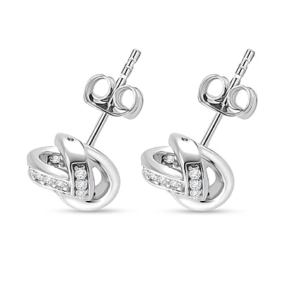D'Joy Moissanite 0.35 ctw Knot Stud Earrings in Rhodium Over Sterling Silver