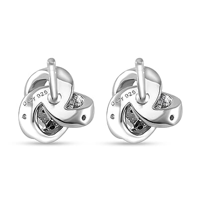 D'Joy Moissanite 0.35 ctw Knot Stud Earrings in Rhodium Over Sterling Silver