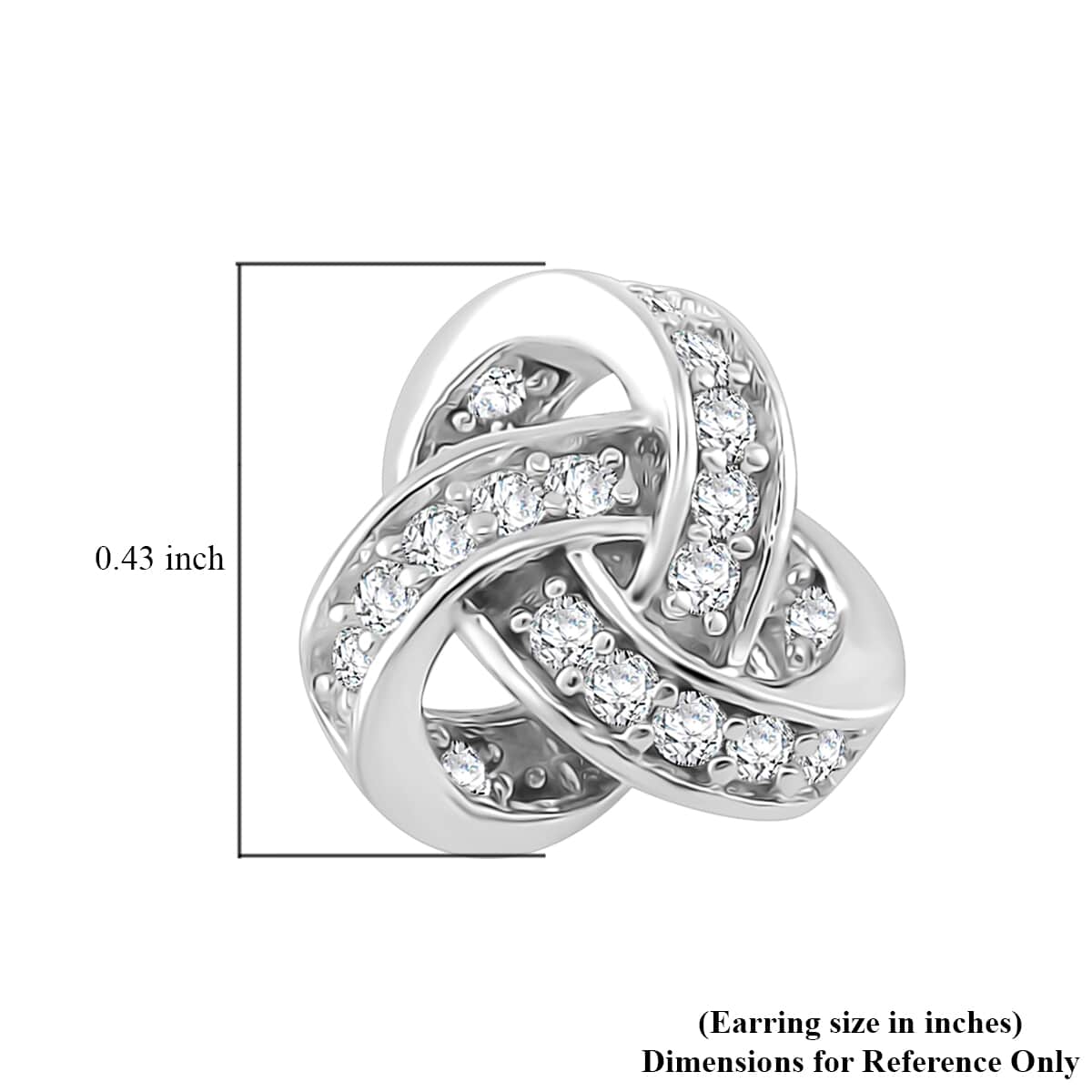 Moissanite 0.35 ctw Knot Stud Earrings in Rhodium Over Sterling Silver image number 5