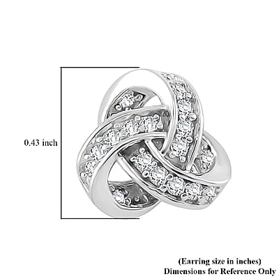 D'Joy Moissanite 0.35 ctw Knot Stud Earrings in Rhodium Over Sterling Silver