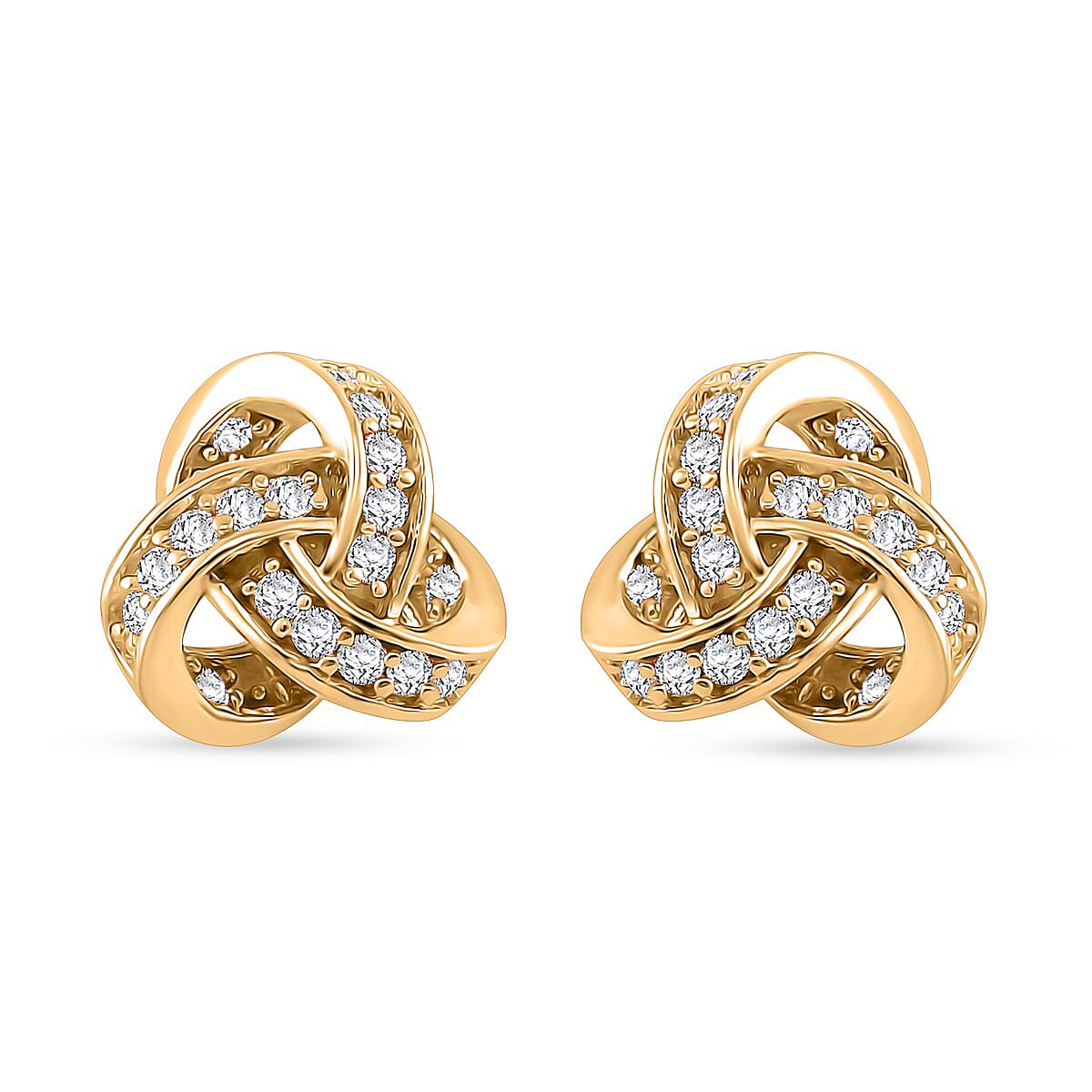 D'Joy Moissanite 0.35 ctw Knot Stud Earrings in Vermeil Yellow Gold Over Sterling Silver image number 0