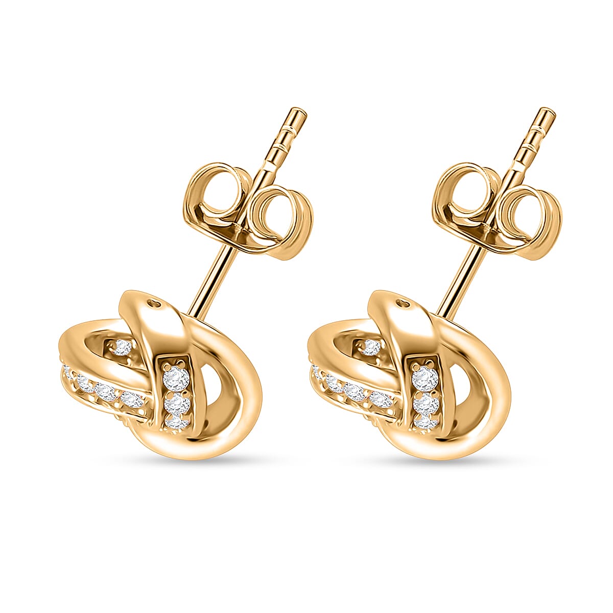 D'Joy Moissanite 0.35 ctw Knot Stud Earrings in Vermeil Yellow Gold Over Sterling Silver image number 3