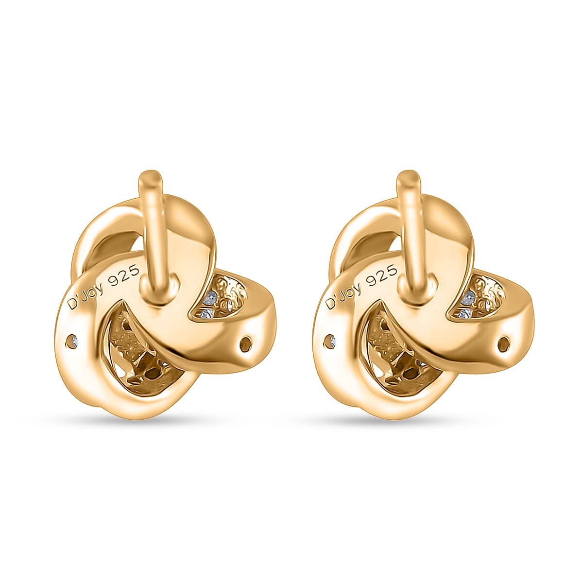 D'Joy Moissanite 0.35 ctw Knot Stud Earrings in Vermeil Yellow Gold Over Sterling Silver image number 4
