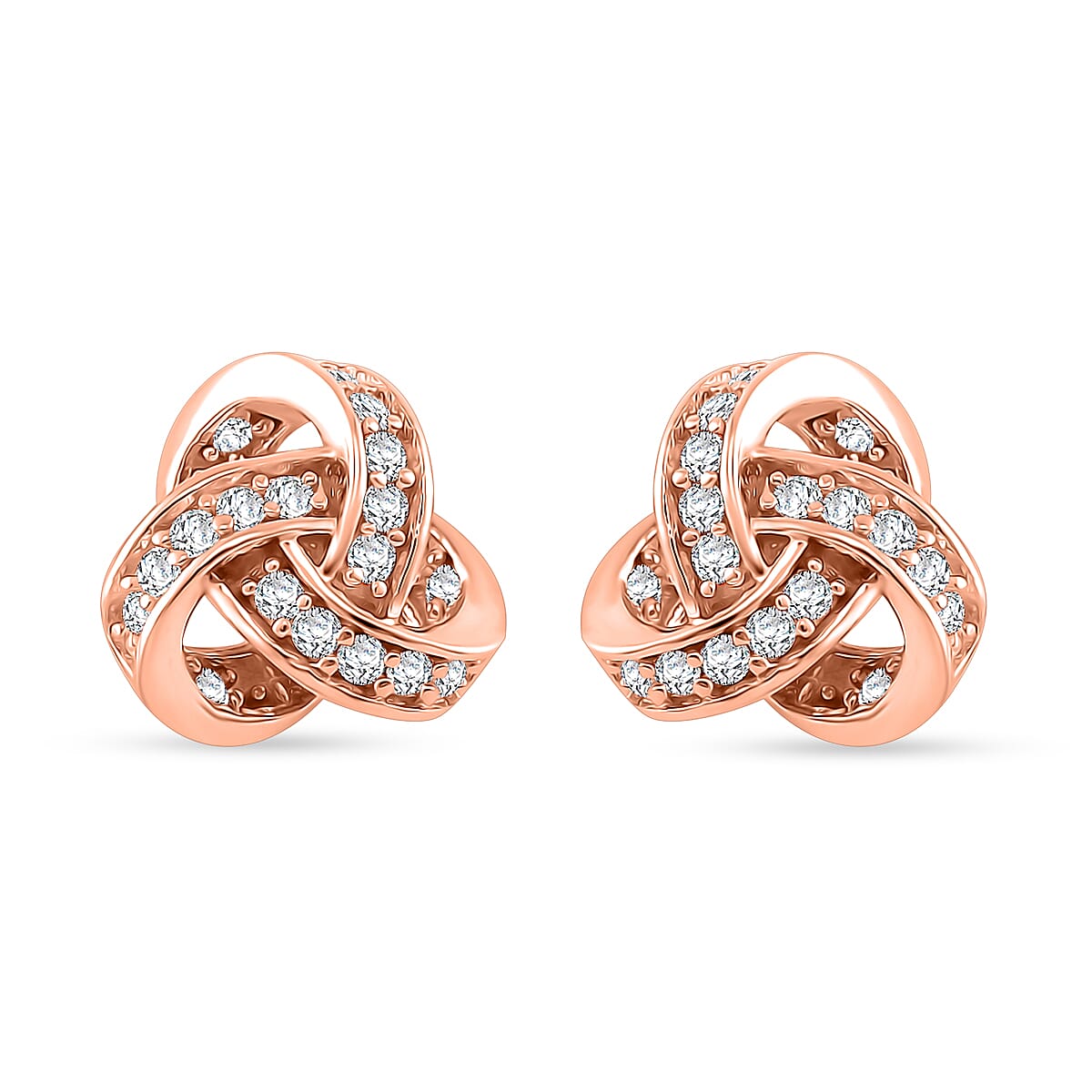 D'Joy Moissanite 0.35 ctw Knot Stud Earrings in Vermeil Rose Gold Over Sterling Silver image number 0