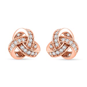 D'Joy Moissanite 0.35 ctw Knot Stud Earrings in Vermeil Rose Gold Over Sterling Silver