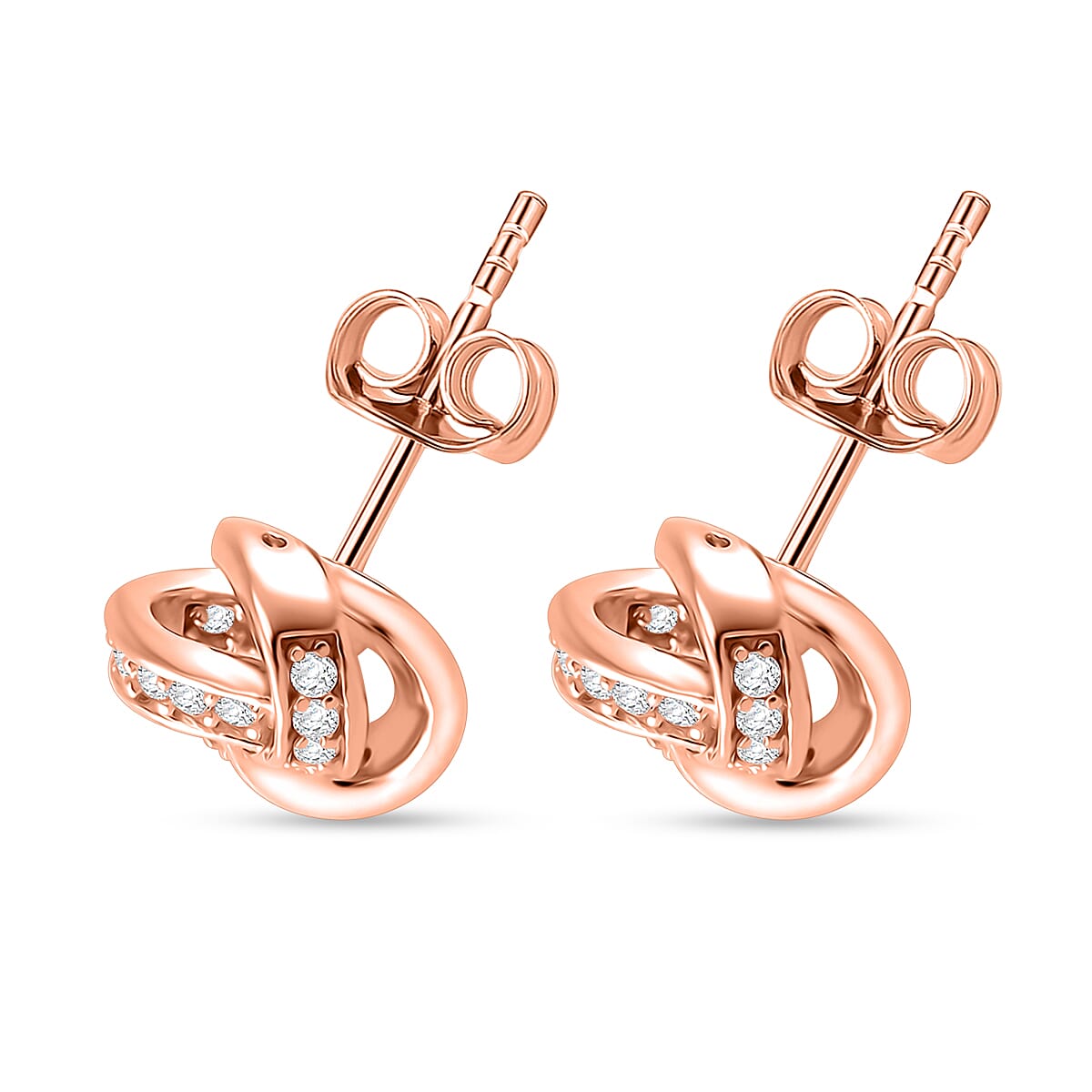 D'Joy Moissanite 0.35 ctw Knot Stud Earrings in Vermeil Rose Gold Over Sterling Silver image number 3