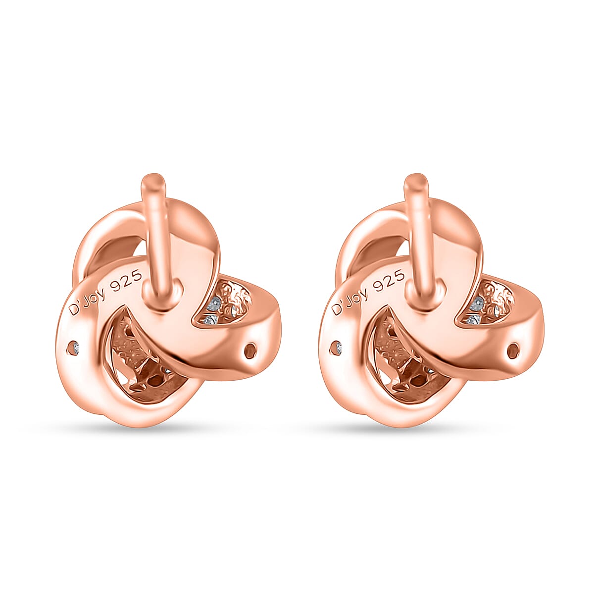 D'Joy Moissanite 0.35 ctw Knot Stud Earrings in Vermeil Rose Gold Over Sterling Silver image number 4