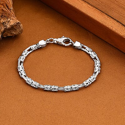 D'Joy Bali Legacy Byzantine Chain Bracelet in Sterling Silver (6.50 In) 10.75 Grams