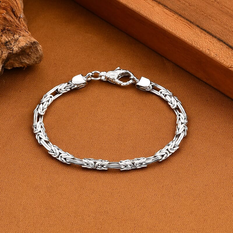 D'Joy Bali Legacy Byzantine Chain Bracelet in Sterling Silver (6.50 In) 10.75 Grams