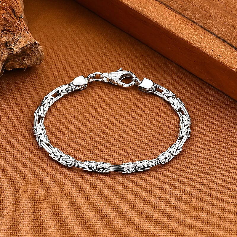D'Joy Bali Legacy Byzantine Chain Bracelet in Sterling Silver (6.50 In) 10.75 Grams