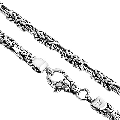 D'Joy Bali Legacy Byzantine Chain Necklace in Sterling Silver 20 Inches 31.60 Grams
