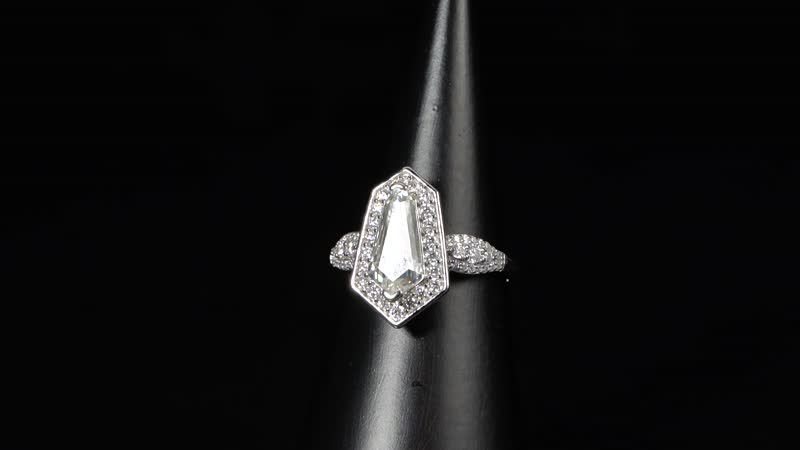 Moissanite (12x6) Fancy Ring in Rhodium Over Sterling Silver (Size 10.0) 2.10 ctw