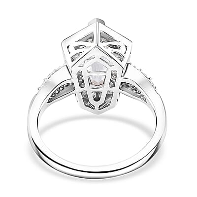 Moissanite 2.10 ctw Celestial Shield Ring in Rhodium Over Sterling Silver (Size 10.0)
