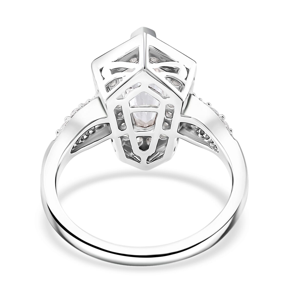 Moissanite 2.10 ctw Celestial Shield Ring in Rhodium Over Sterling Silver (Size 6.0) image number 4