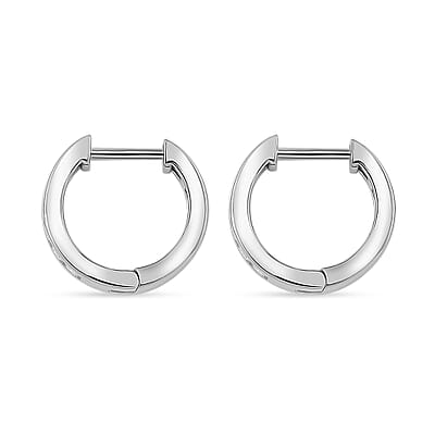 Moissanite 0.65 ctw Hoop Earrings in Rhodium Over Sterling Silver