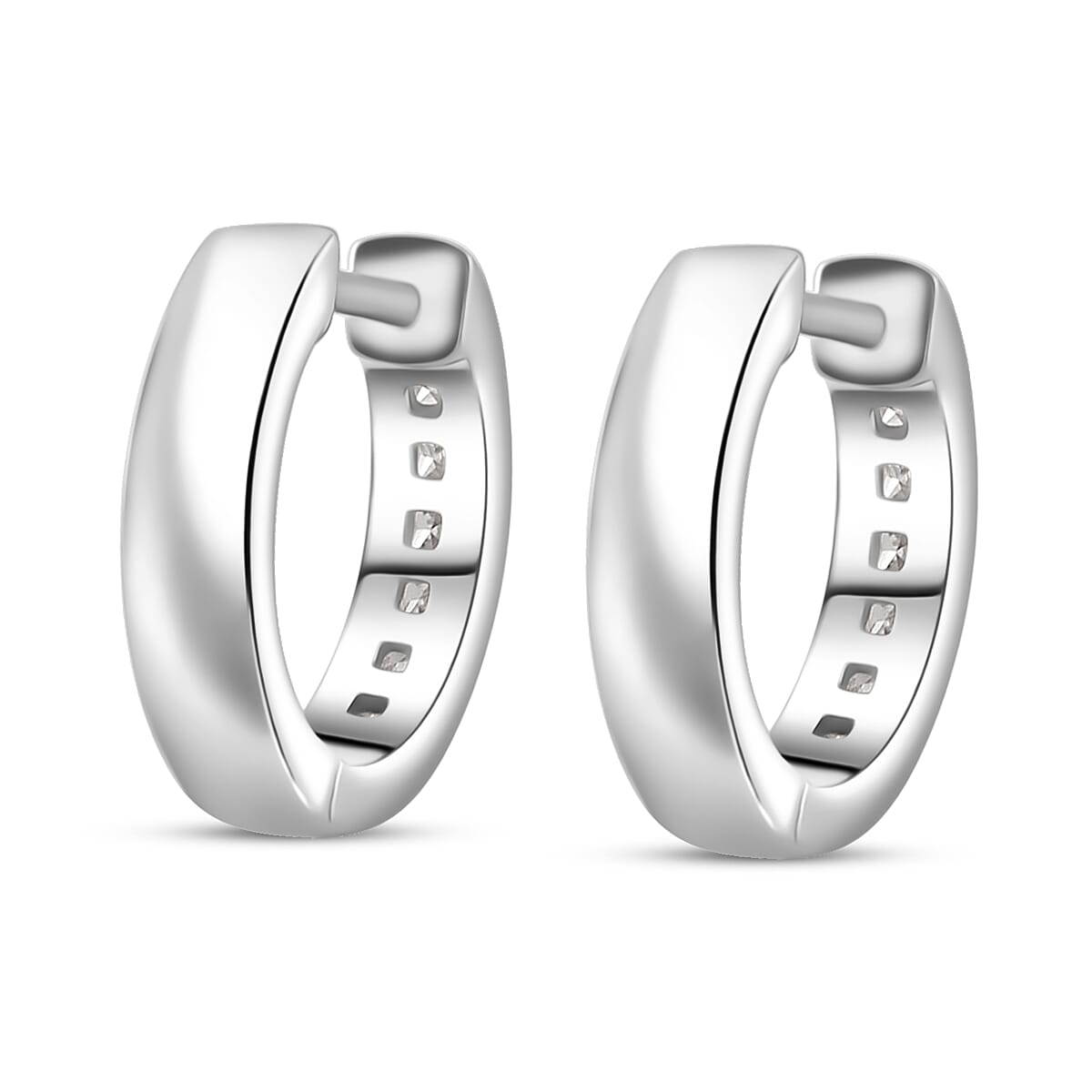 Moissanite 0.65 ctw Hoop Earrings in Rhodium Over Sterling Silver
