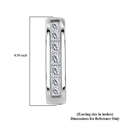 Moissanite 0.65 ctw Hoop Earrings in Rhodium Over Sterling Silver