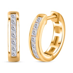 Moissanite 0.65 ctw Hoop Earrings in 18K Vermeil Yellow Gold Over Sterling Silver