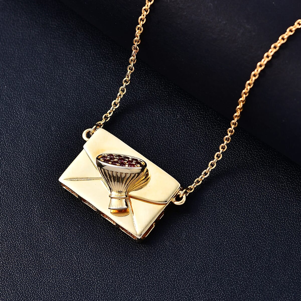 Karis Simulated Red Color Diamond 0.40 ctw Fancy Necklace in 18K YG Plated 18 Inches image number 1