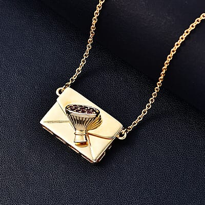 Karis Simulated Red Color Diamond 0.40 ctw Fancy Necklace in 18K YG Plated 18 Inches