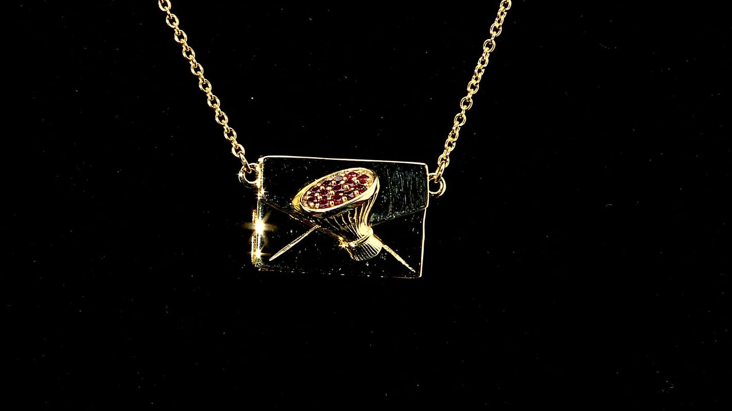Karis Simulated Red Color Diamond 0.40 ctw Fancy Necklace in 18K YG Plated 18 Inches