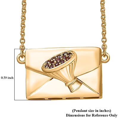 Karis Simulated Red Color Diamond 0.40 ctw Fancy Necklace in 18K YG Plated 18 Inches