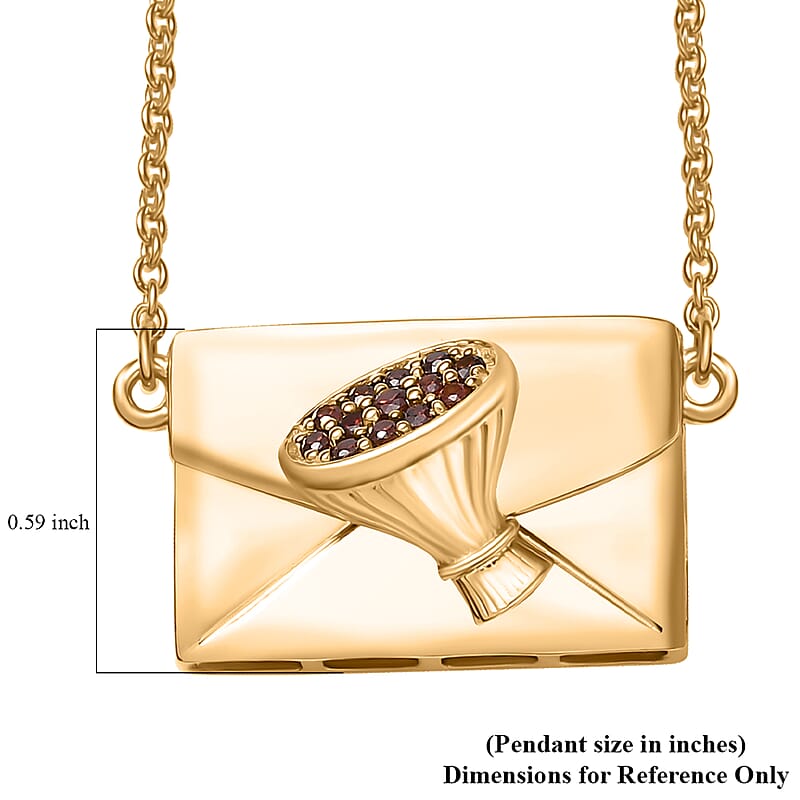 Karis Simulated Red Color Diamond 0.40 ctw Fancy Necklace in 18K YG Plated 18 Inches
