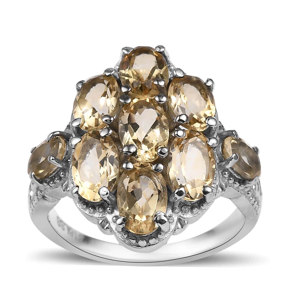 Brazilian Citrine 3.40 ctw Cluster Ring in Stainless Steel (Size 10.0) image number 0