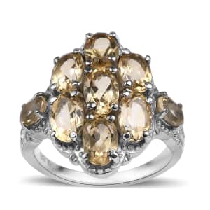 Brazilian Citrine 3.40 ctw Cluster Ring in Stainless Steel (Size 10.0)