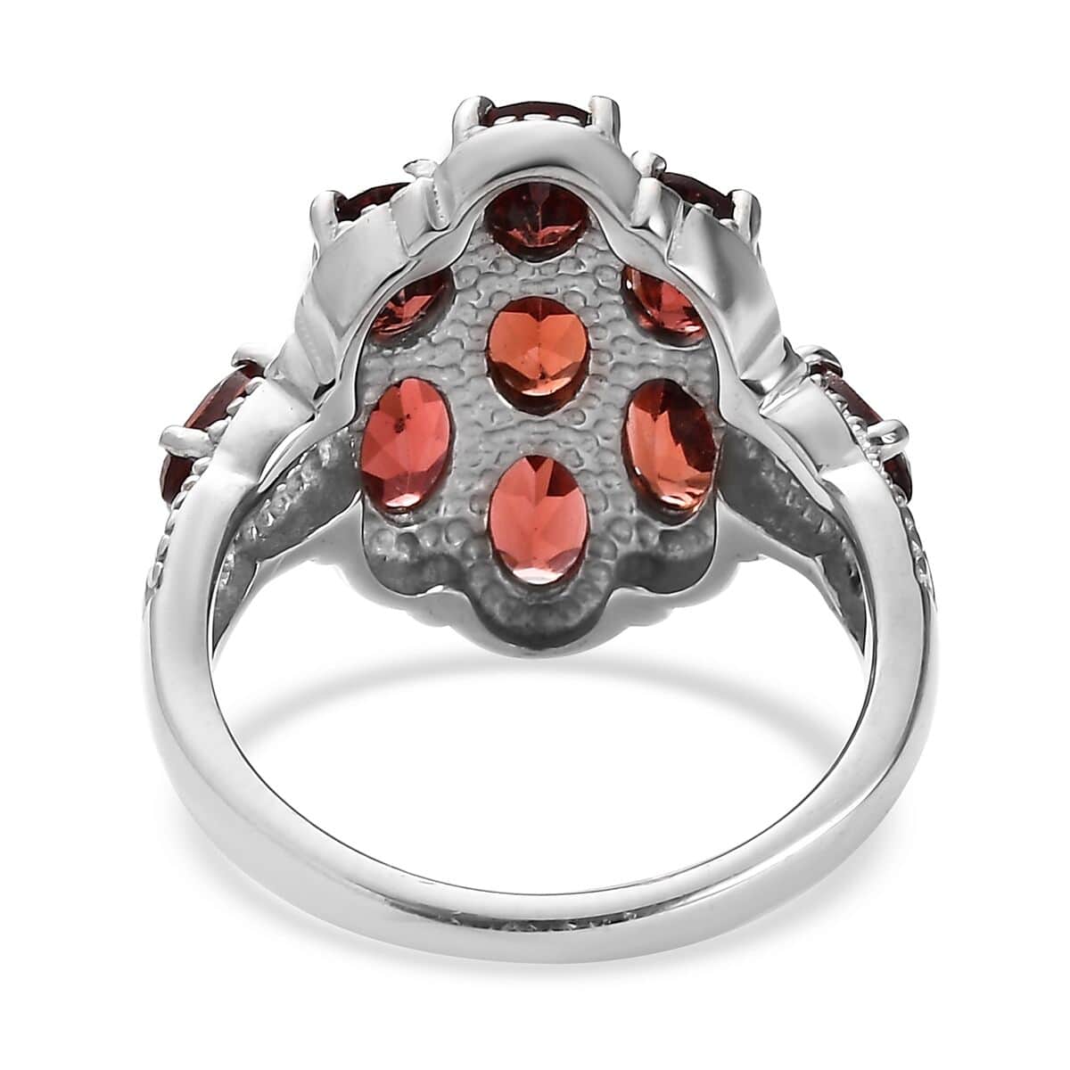 Mozambique Garnet 4.25 ctw Cluster Ring in Stainless Steel (Size 10.0) image number 4