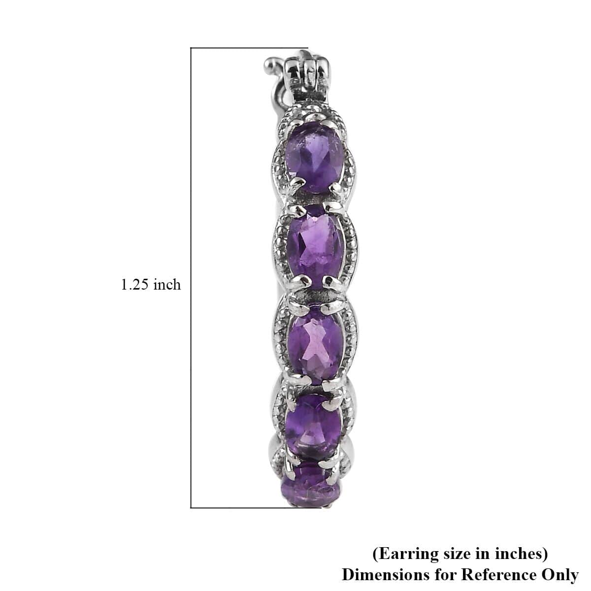 African Amethyst 3.40 ctw Hoop Earrings in Stainless Steel image number 5