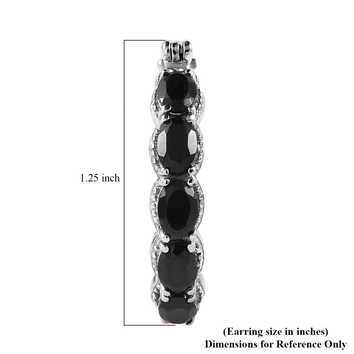 Thai Black Spinel 6.25 ctw Hoop Earrings in Stainless Steel image number 4