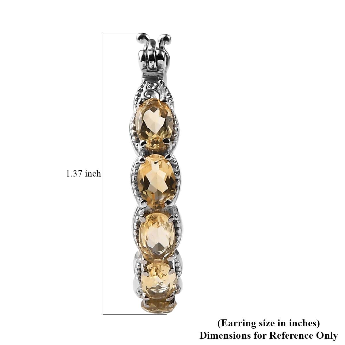 Brazilian Citrine 4.70 ctw Hoop Earrings in Stainless Steel image number 3