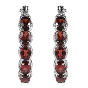 Mozambique Garnet 6.35 ctw Hoop Earrings in Stainless Steel