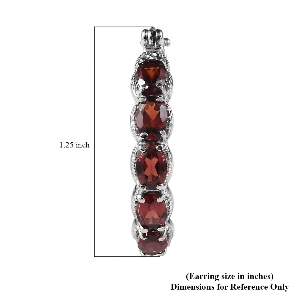 Mozambique Garnet 6.35 ctw Hoop Earrings in Stainless Steel image number 5