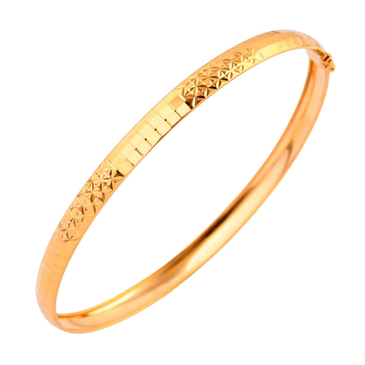 Diamond-cut Airclips Bangle Bracelet in 22K Yellow Gold (7.25 In) 5.47 Grams image number 3