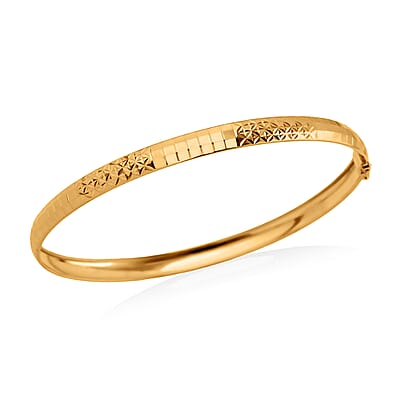 Diamond-cut Airclips Bangle Bracelet in 22K Yellow Gold (7.25 In) 5.47 Grams