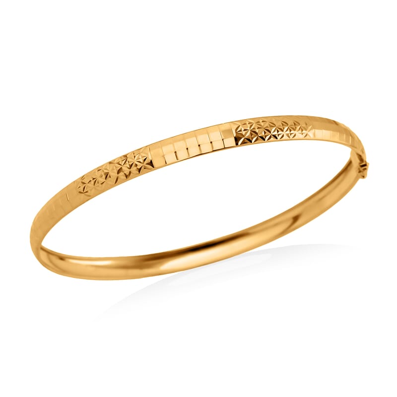Diamond-cut Airclips Bangle Bracelet in 22K Yellow Gold (7.25 In) 5.47 Grams