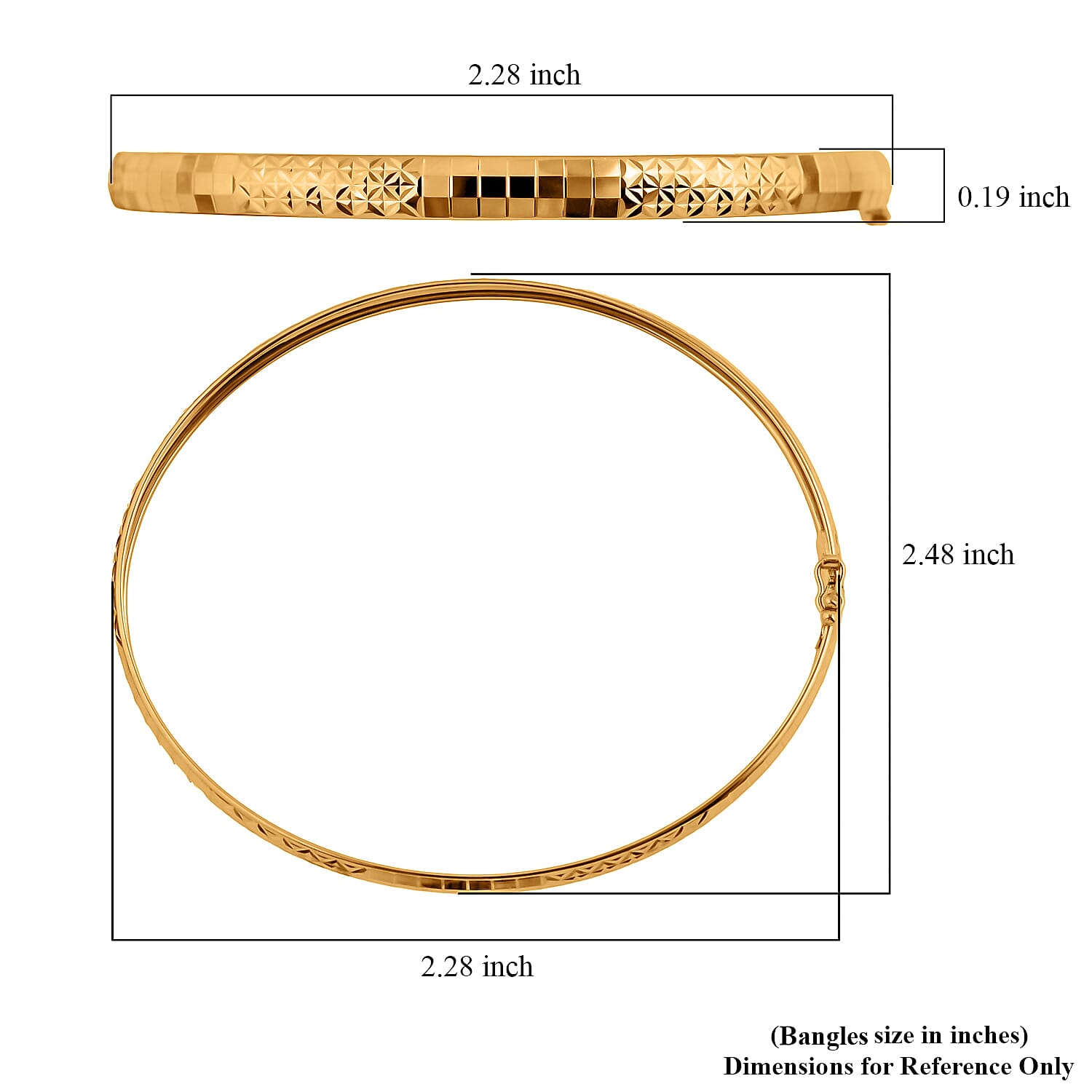 Diamond-cut Airclips Bangle Bracelet in 22K Yellow Gold (7.25 In) 5.47 Grams