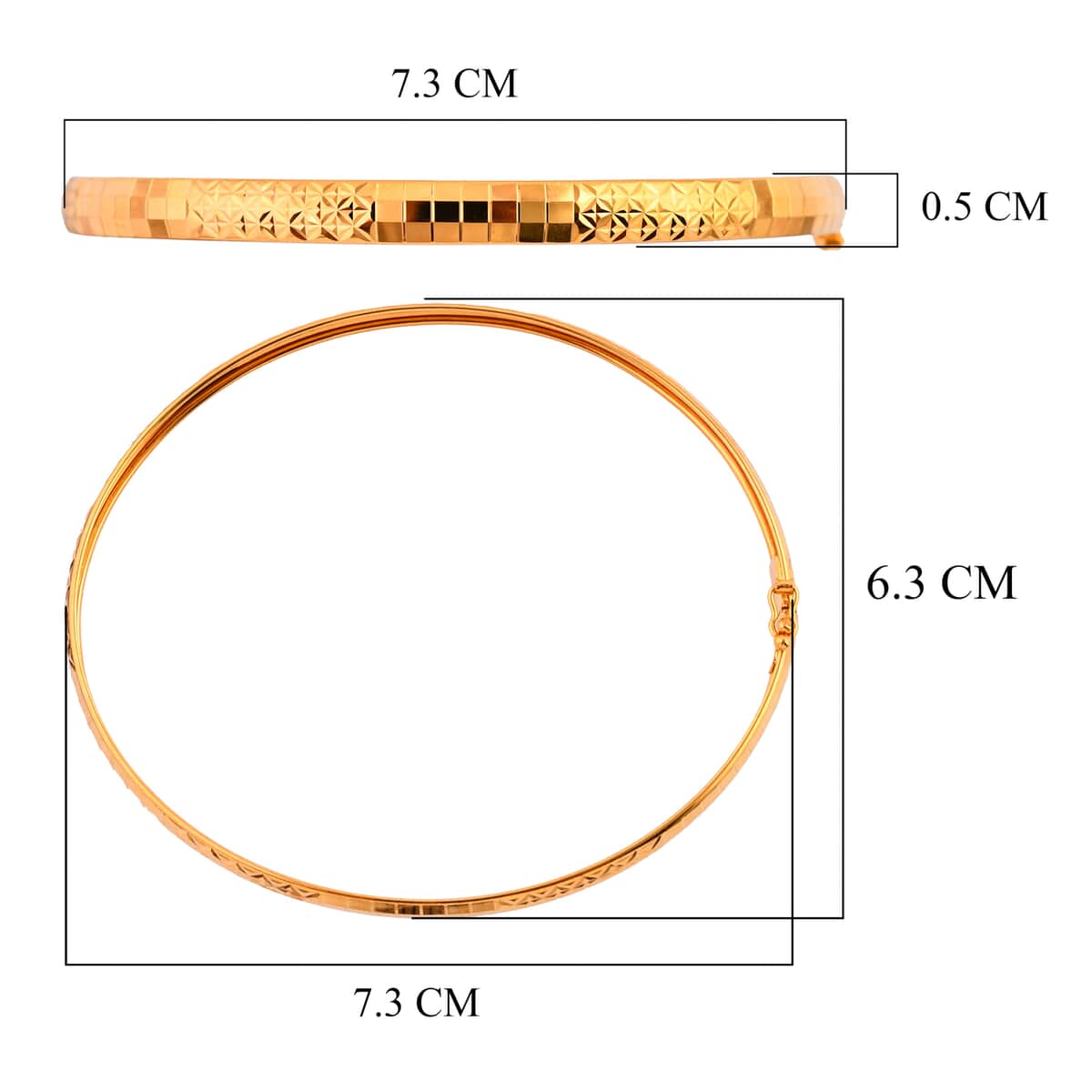 Diamond-cut Airclips Bangle Bracelet in 22K Yellow Gold (7.25 In) 5.47 Grams image number 5